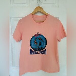 Peach Color Graphic Short Sleeve Tee